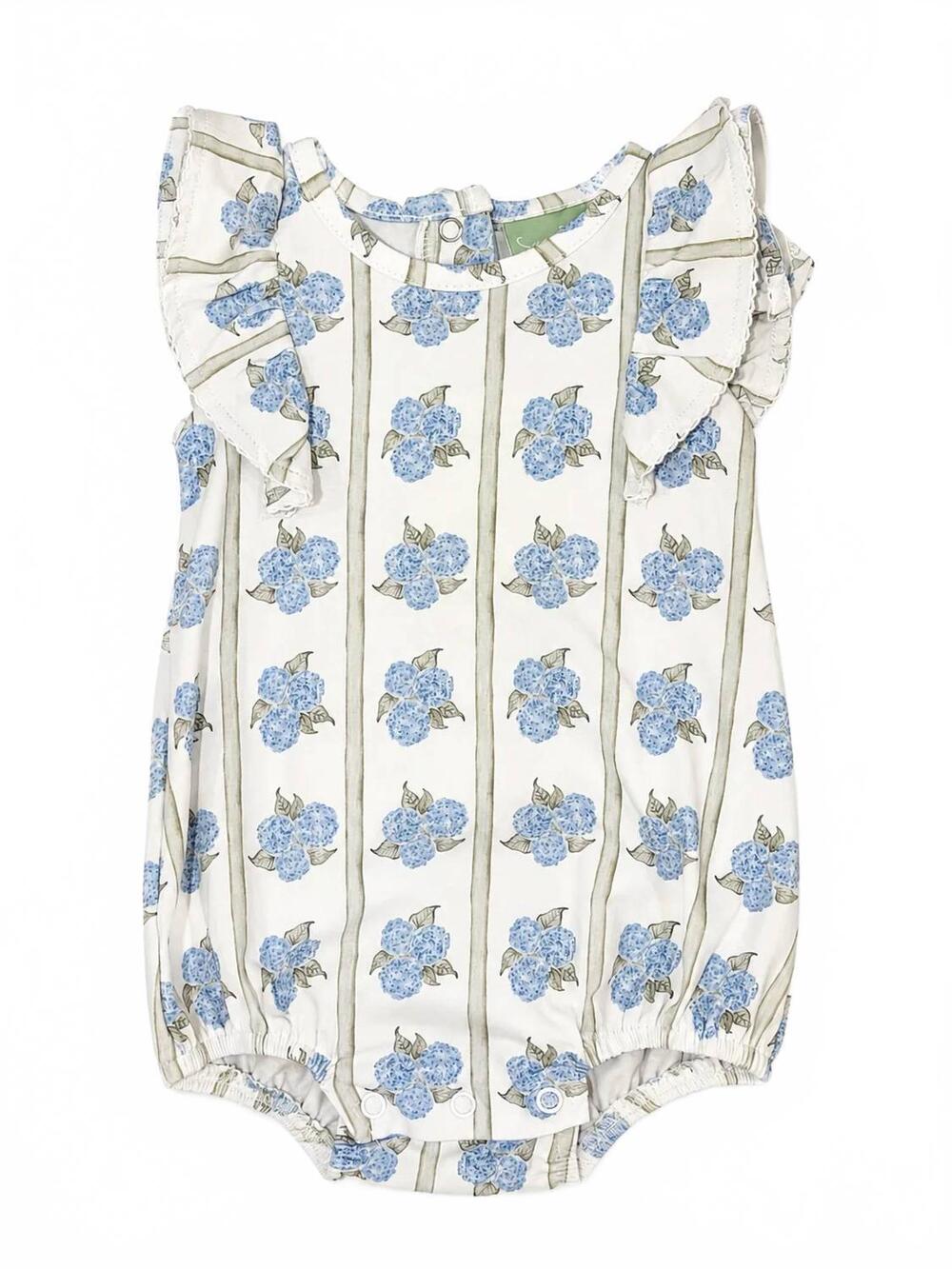 NEW SAGE & LILLY girls' hydrangea flutter sleeve bubble in white blue